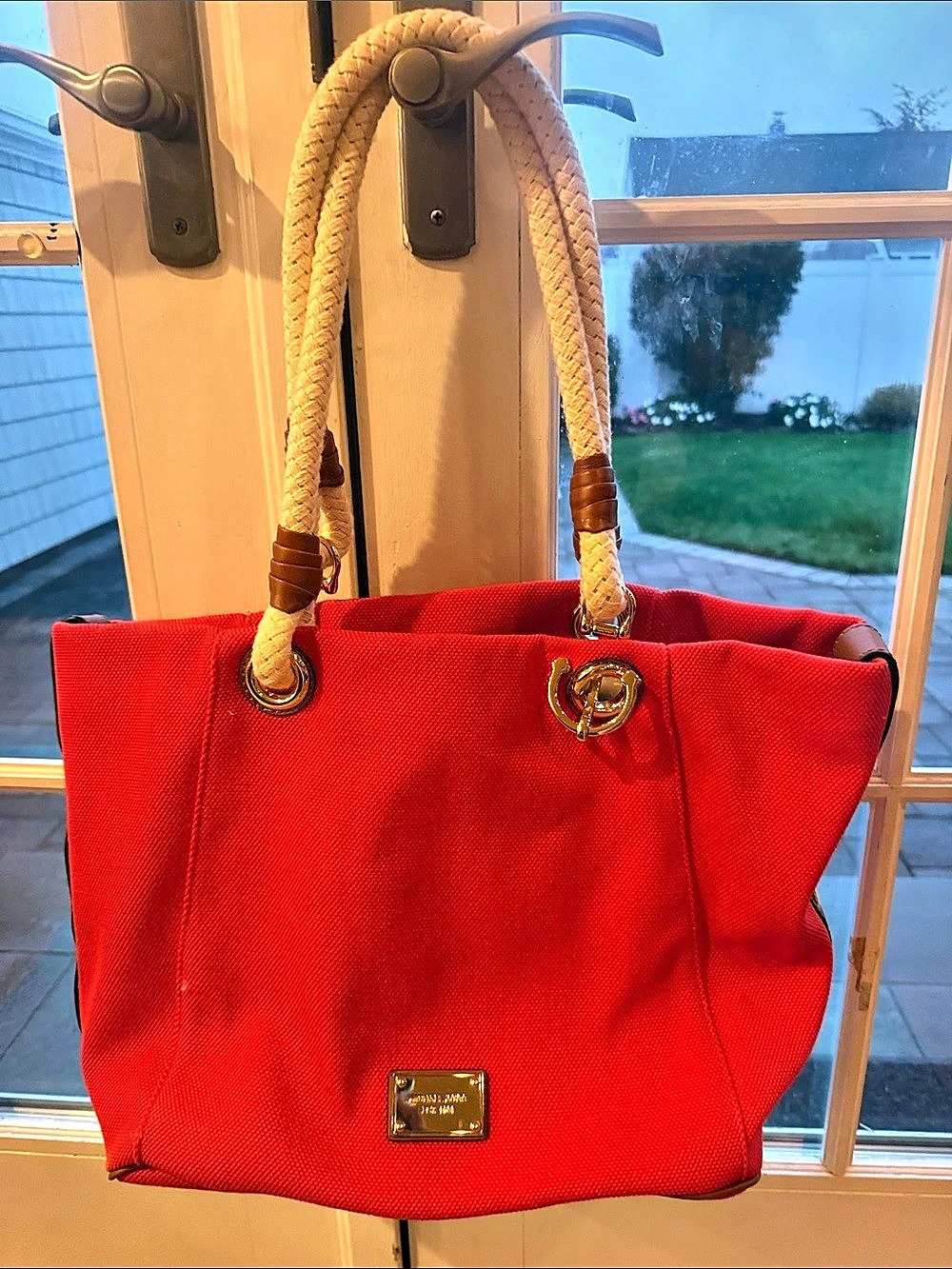 Michael Kors Marina Large Canvas Tote Red